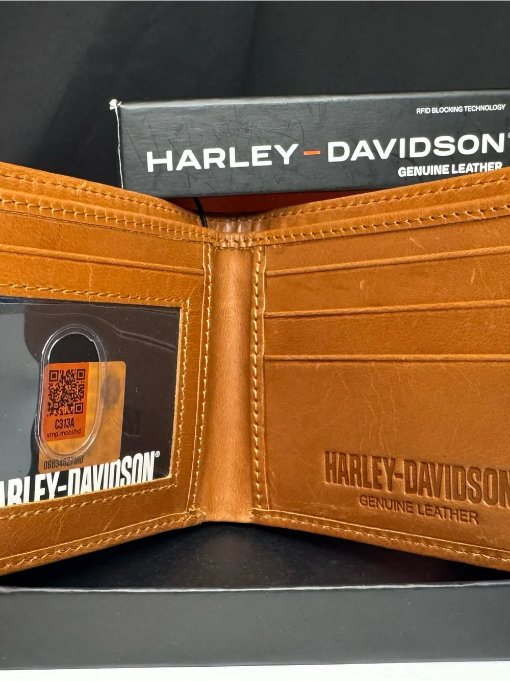 Harley-Davidson Brown Leather Bifold Wallet with Embossed Logo